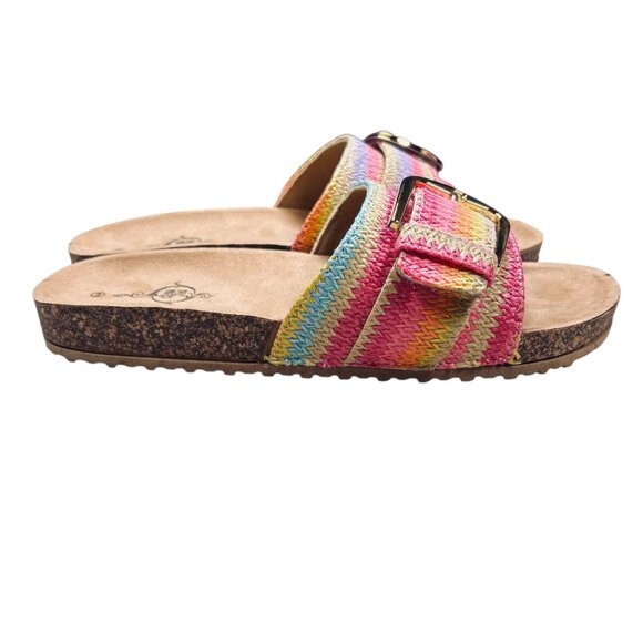 Sole Mates 10 Women Sandal Buckle Multicolor Flip Flop Open Toe - Picture 2 of 6